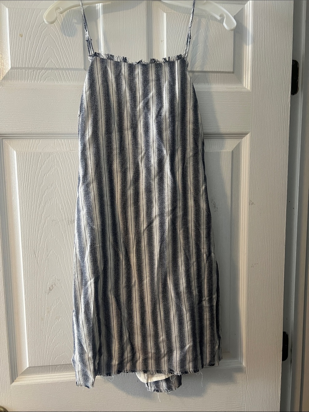 essue Navy and White Striped Mini Slip Dress